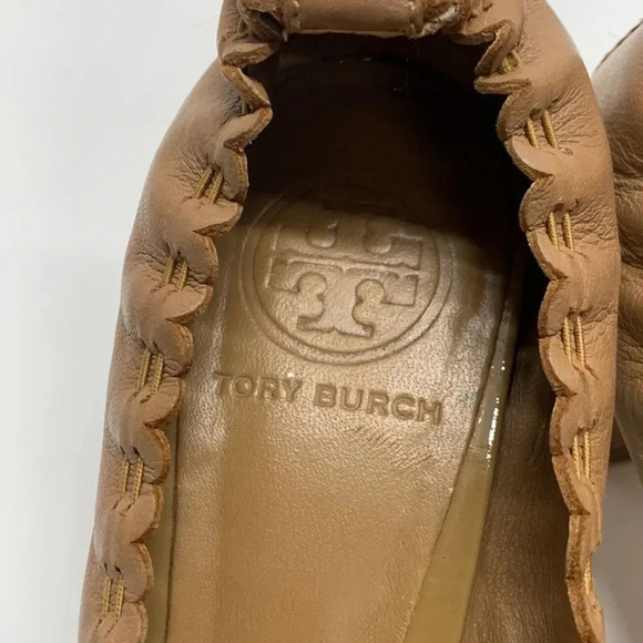 Tory Burch Romy High Heels Shoes Patent Leather Cap Toe Scrunched Brown Tan 7.5 - Picture 8 of 13